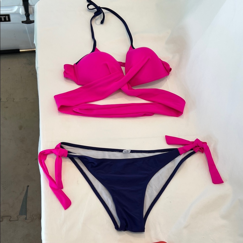 Pink and Navy Bikini Set